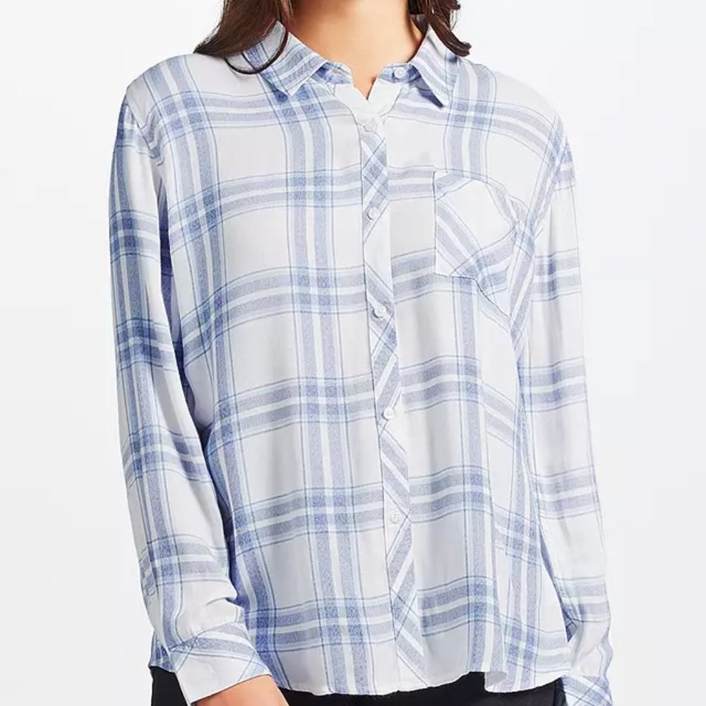 XS Rails Hunter Shirt in White/Melange Sky